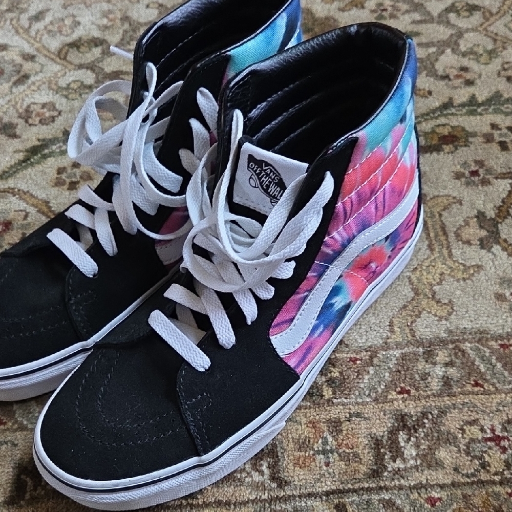 Vans High-Top Sneakers with Colorful Tie-Dye and Black Accents